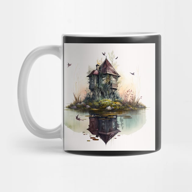 Swamp Cabin Watercolor by Abili-Tees